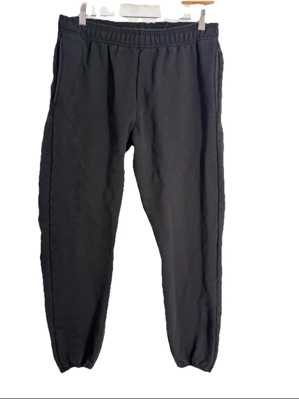 Hanes Ultimate Printpro Blank Sweatpants M Black Jogger Drawstring Cuffed Vtg